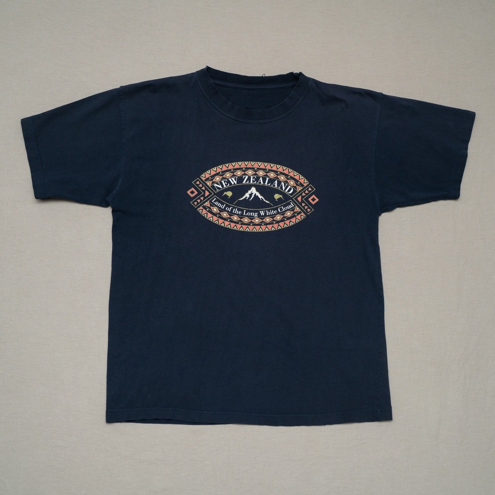 Vintage‎ New Zealand Souvenir T Shirt Land Of The Long White Cloud Navy Blue